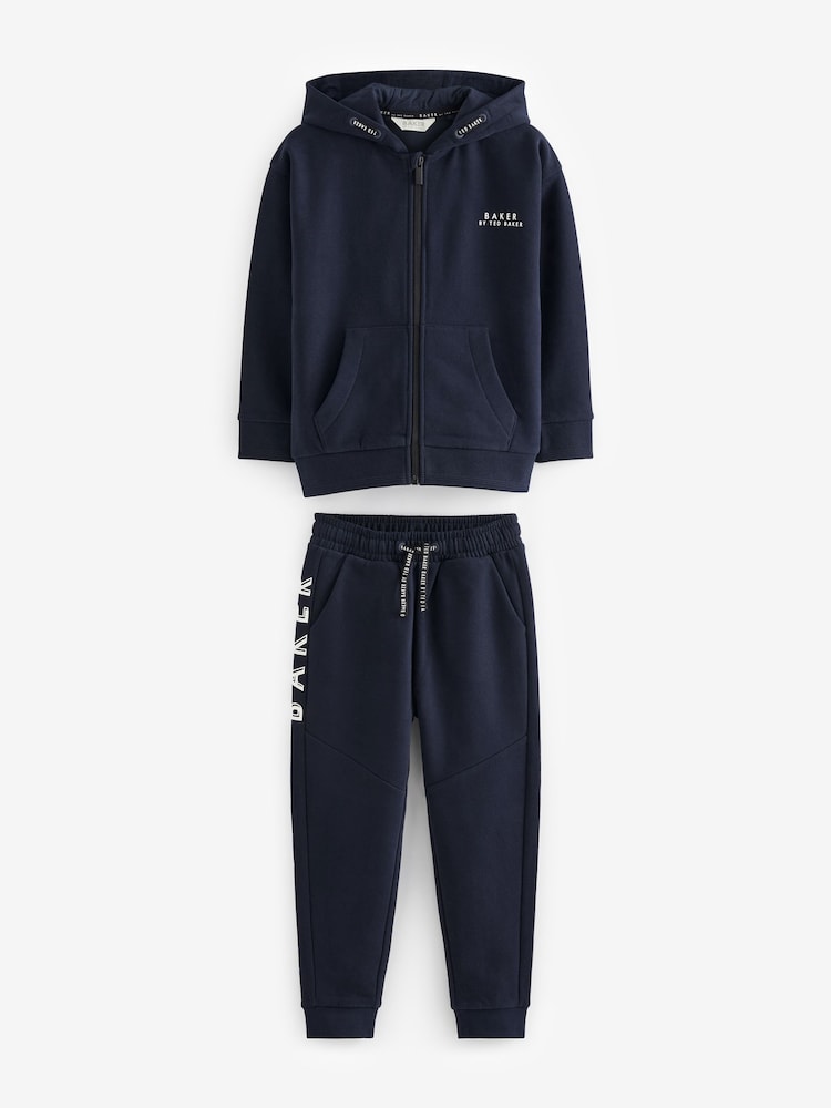 Bleumarin - Set de pantaloni de jogging și hanorac din bumbac, cu fermoar până la 100% Baker by Ted Baker - Image 7 of 14