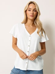 M&Co White Button Frill Sleeve Blouse - Image 1 of 5