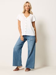 M&Co White Button Frill Sleeve Blouse - Image 2 of 5