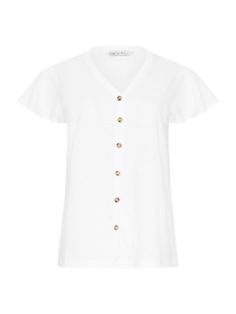 M&Co White Button Frill Sleeve Blouse - Image 5 of 5 M&Co White Button Frill Sleeve Blouse - Image 5 of 5