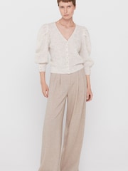 Cortefiel Natural Puffed Sleeve Cardigan - Image 3 of 4