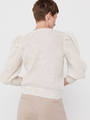 Cortefiel Natural Puffed Sleeve Cardigan - Image 4 of 4