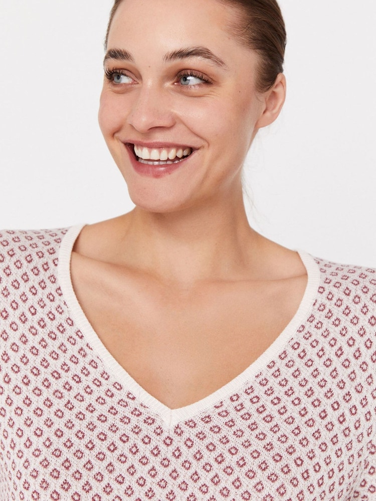 Cortefiel White Jacquard Jumper - Image 4 of 4