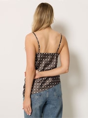 Long Tall Sally Brown Spot Asymmetric Lace Cami - Image 3 of 5