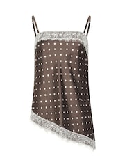 Long Tall Sally Brown Spot Asymmetric Lace Cami - Image 5 of 5