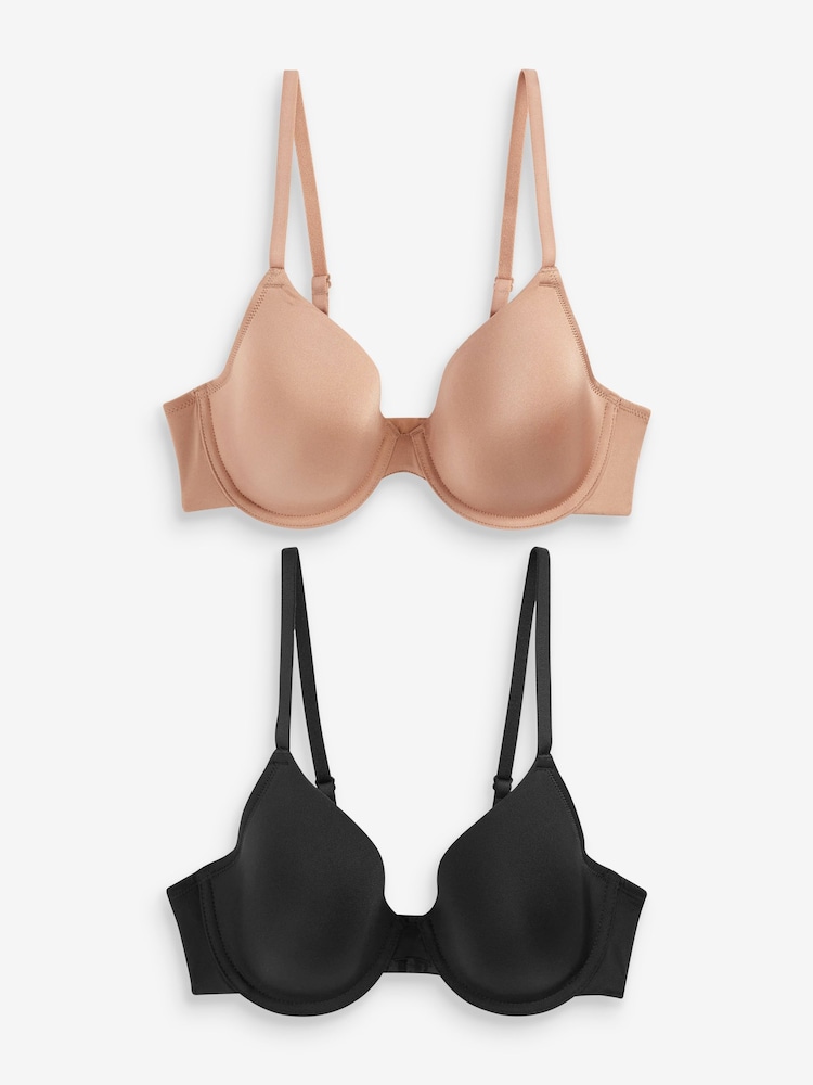 Czarny/pralinowy cielisty - A-E Smoothing Ultimate Comfort T-Shirts Bras 2 Pack - Image 7 of 8