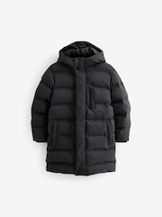 Black Fleece Lined Longline Puffer Coat (3-17yrs) - Image 4 of 6