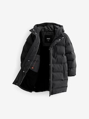 Black Fleece Lined Longline Puffer Coat (3-17yrs) - Image 6 of 6