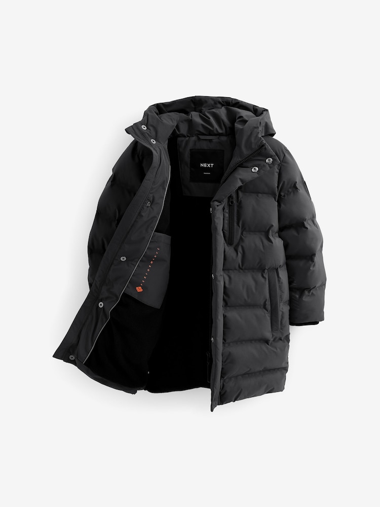 Black Fleece Lined Longline Puffer Coat (3-17yrs) - Image 6 of 6