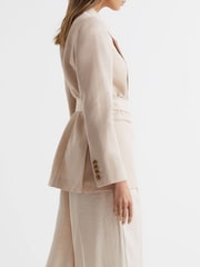 Reiss Neutral Lylah Single Breasted Tie Front Blazer - Image 4 of 7