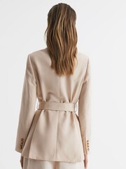 Reiss Neutral Lylah Single Breasted Tie Front Blazer - Image 5 of 7