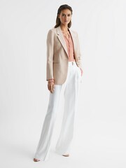 Reiss Neutral Lylah Single Breasted Tie Front Blazer - Image 7 of 7