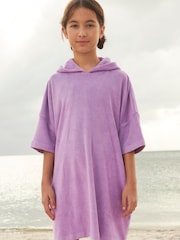 Lilac Purple Oversized Hooded Towelling Cover-Up - Image 1 of 7