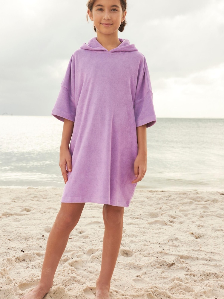 Lilac Purple Oversized Hooded Towelling Cover-Up - Image 2 of 7