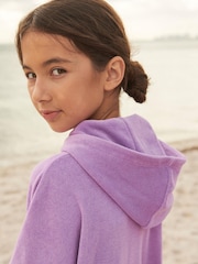 Lilac Purple Oversized Hooded Towelling Cover-Up - Image 4 of 7