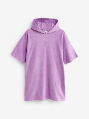 Lilac Purple Oversized Hooded Towelling Cover-Up - Image 5 of 7