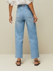 Mid Blue Denim Cropped Wide Leg Jeans - Image 5 of 8