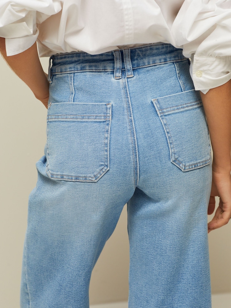 Jasnoniebieski dżins - Cropped Wide Leg Jeans - Image 6 of 8