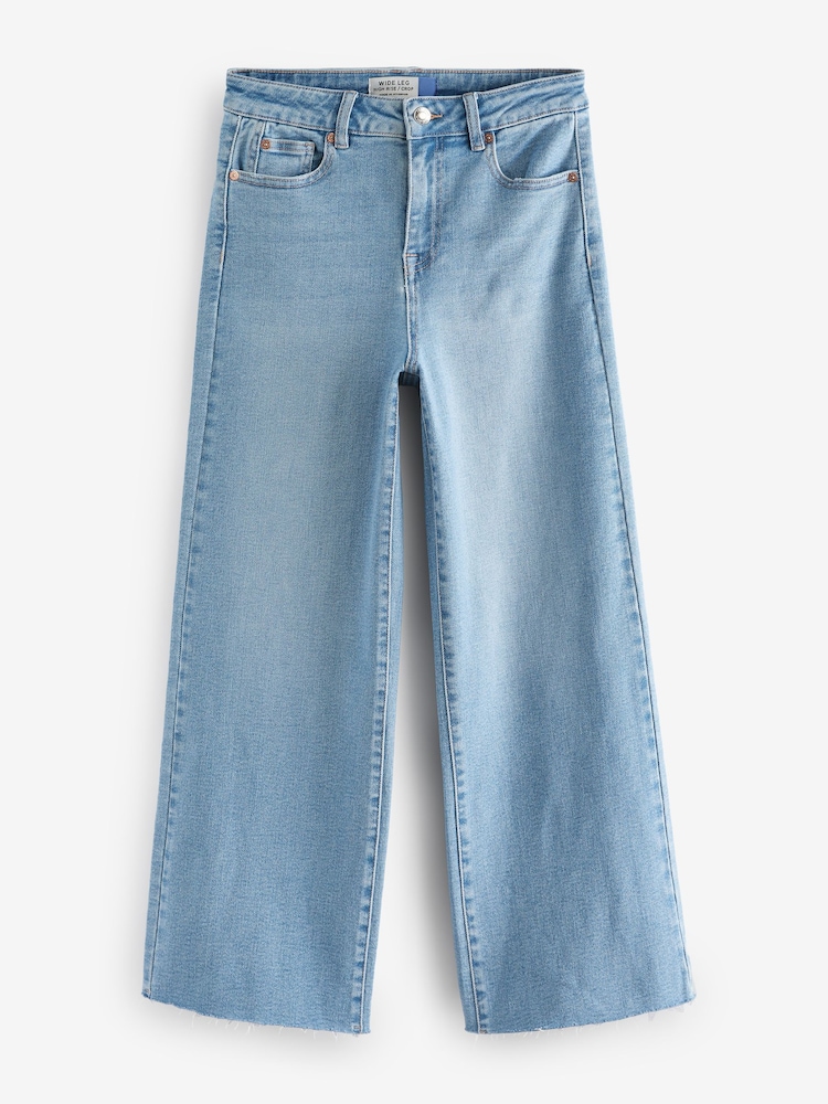Mid Blue Denim Cropped Wide Leg Jeans - Image 8 of 8