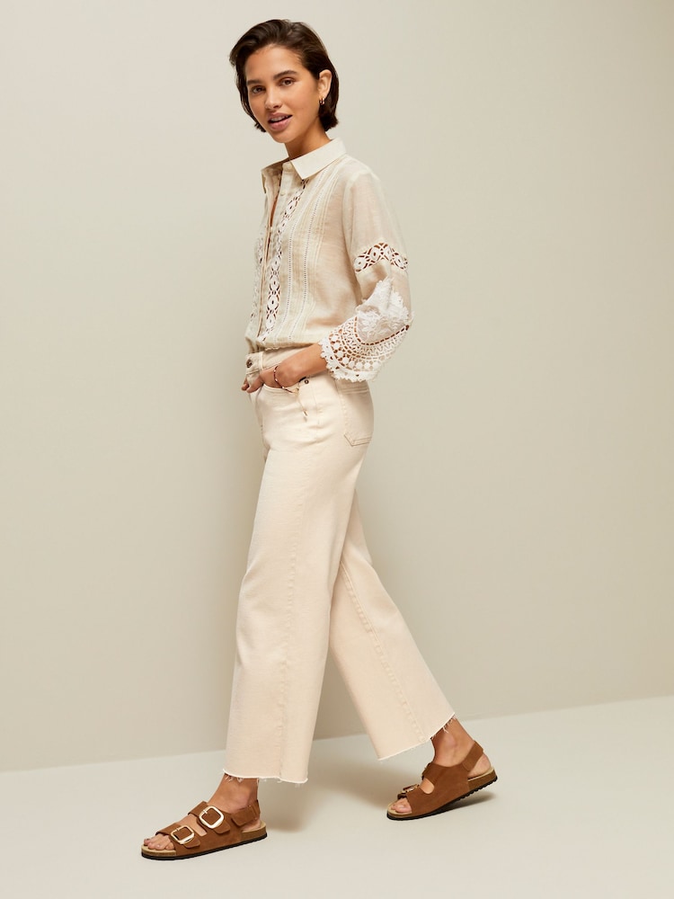 Pfirsich, pink - Kurz geschnittene Jeans mit weitem Bein - Bild 2 von 7 Pfirsich, pink - Kurz geschnittene Jeans mit weitem Bein - Bild 2 von 7