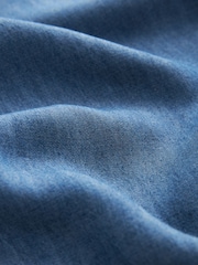 Dark Blue Denim TENCEL™ Tie Waist Wide Leg Culottes - Image 6 of 6