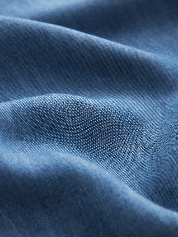 Dark Blue Denim TENCEL™ Tie Waist Wide Leg Culottes - Image 6 of 6