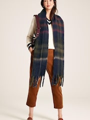 Joules Folley Navy Knitted Check Scarf - Image 1 of 1