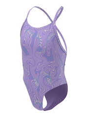 Lilac Purple Nike Hydrastrong Multi Print Lace Back Swimsuit - Image 3 of 3