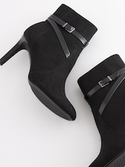 Black Forever Comfort® Buckle Detail Heeled Ankle Boots - Image 3 of 5