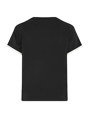 Yours Curve Black Premium Interlock Ringer T-Shirt - Image 6 of 6