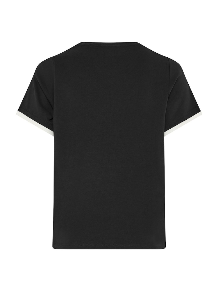 Yours Curve Black Premium Interlock Ringer T-Shirt - Image 6 of 6