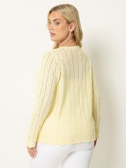 Yours Curve Yellow Tie Front Crochet Cardigan - Image 4 of 6