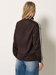 Long Tall Sally Brown Side Stripe Funnel Jacket - Image 4 of 6