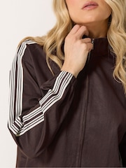 Long Tall Sally Brown Side Stripe Funnel Jacket - Image 5 of 6