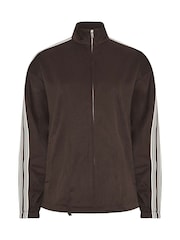 Long Tall Sally Brown Side Stripe Funnel Jacket - Image 6 of 6