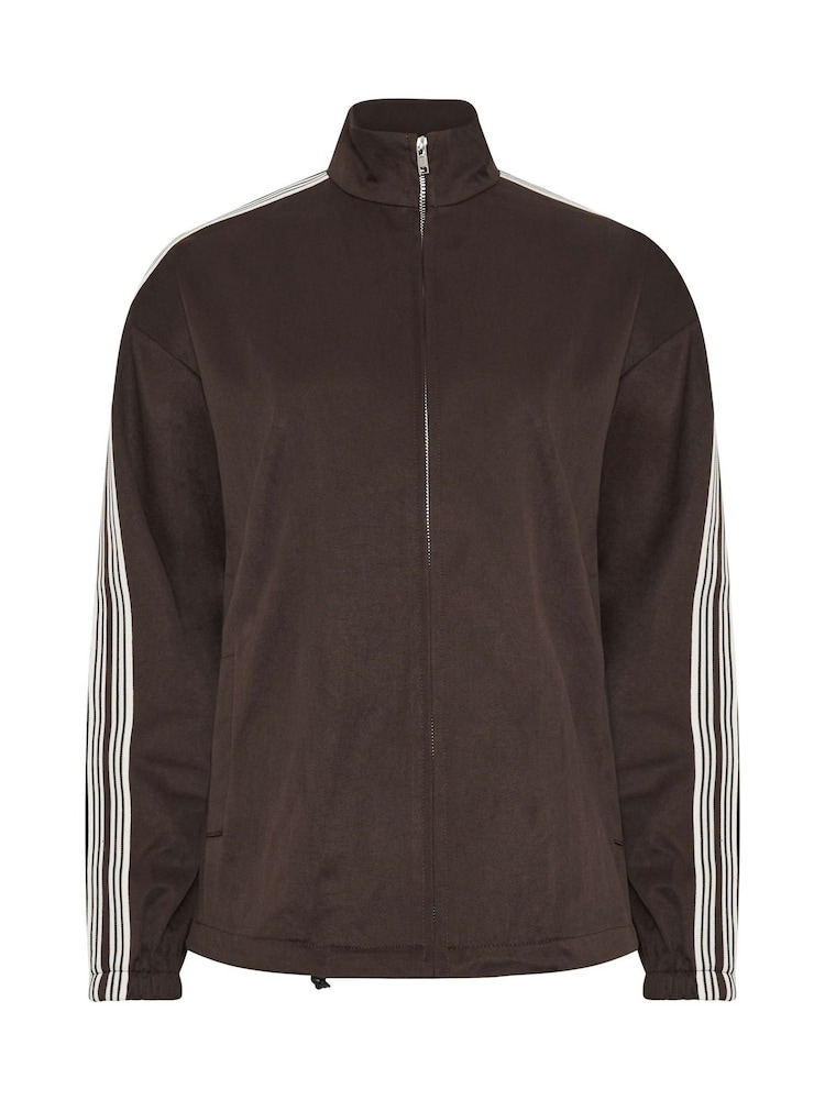 Long Tall Sally Brown Side Stripe Funnel Jacket - Image 6 of 6 Long Tall Sally Brown Side Stripe Funnel Jacket - Image 6 of 6