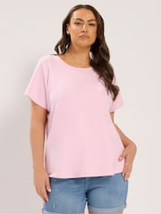Yours Curve Pink Premium Interlock T-Shirt - Image 1 of 6
