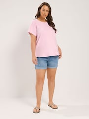 Yours Curve Pink Premium Interlock T-Shirt - Image 2 of 6