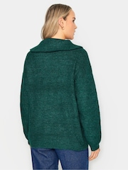 Long Tall Sally Green Zip Funnel Neck Jumper - Image 2 of 4