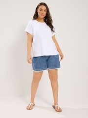 Yours Curve White Premium Interlock T-Shirt - Image 2 of 5