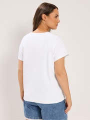 Yours Curve White Premium Interlock T-Shirt - Image 3 of 5