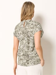 Long Tall Sally Green Leopard Print Grown On Sleeve Top - Image 3 of 5