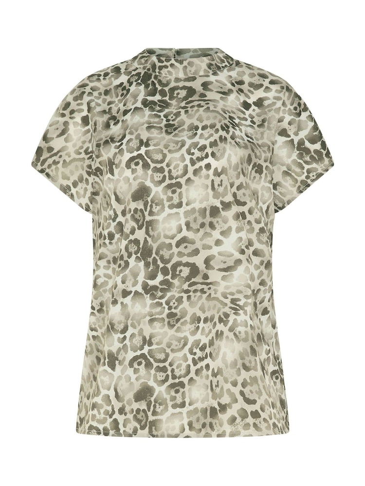 Long Tall Sally Green Leopard Print Grown On Sleeve Top - Image 5 of 5 Long Tall Sally Green Leopard Print Grown On Sleeve Top - Image 5 of 5