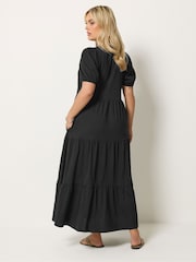 Yours Curve Black Puff Sleeve Dress - Image 3 of 5