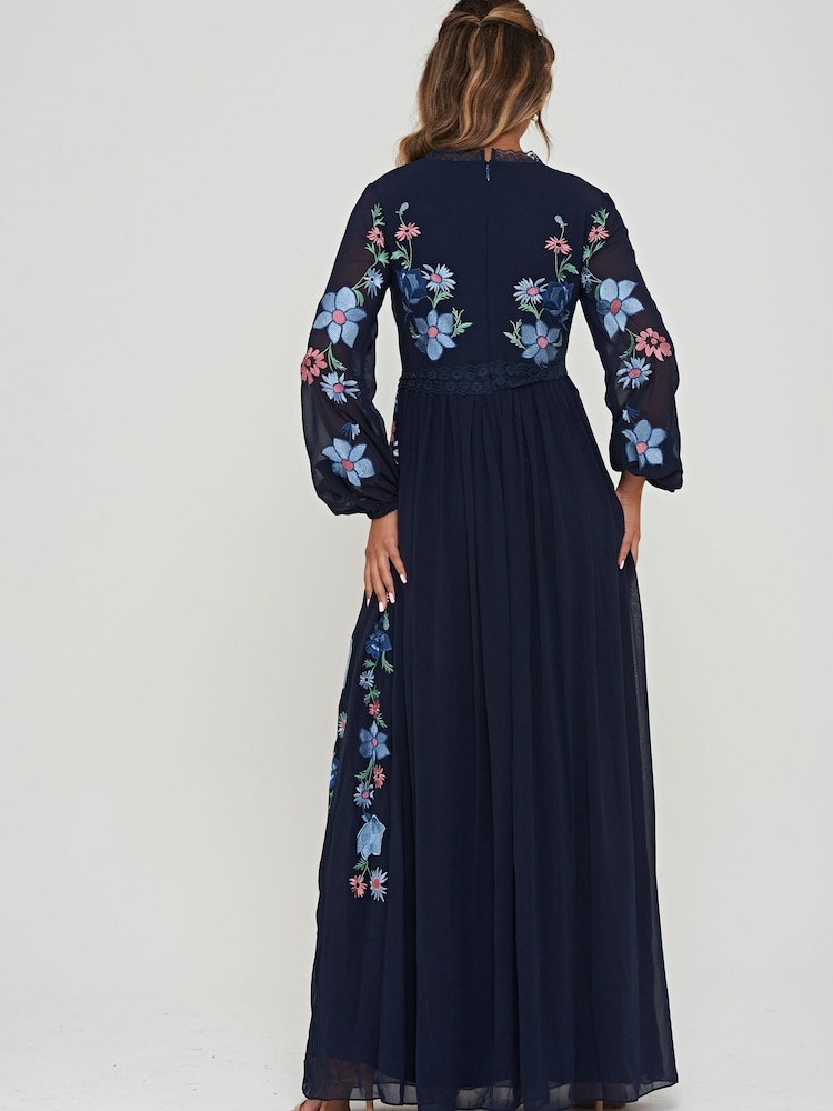 Frock and Frill Blue Embroidered Dress - Image 2 of 5
