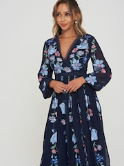 Frock and Frill Blue Embroidered Dress - Image 4 of 5