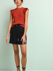 Black Tailored Utility Detail Shorts - Image 6 of 9