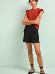Black Tailored Utility Detail Shorts - Image 7 of 9
