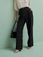 Black Tailored Elastic Back Wide Leg Trousers - Image 2 of 5