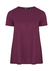 Yours Curve Purple Short Sleeve Textured Swing Top - Image 4 of 5